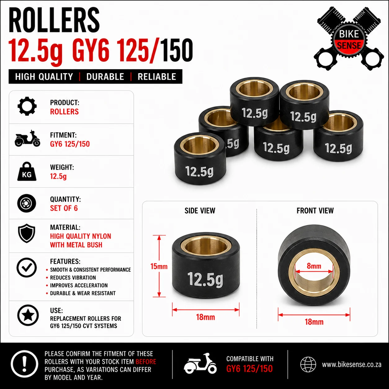 Rollers 12.5g GY6 125/150