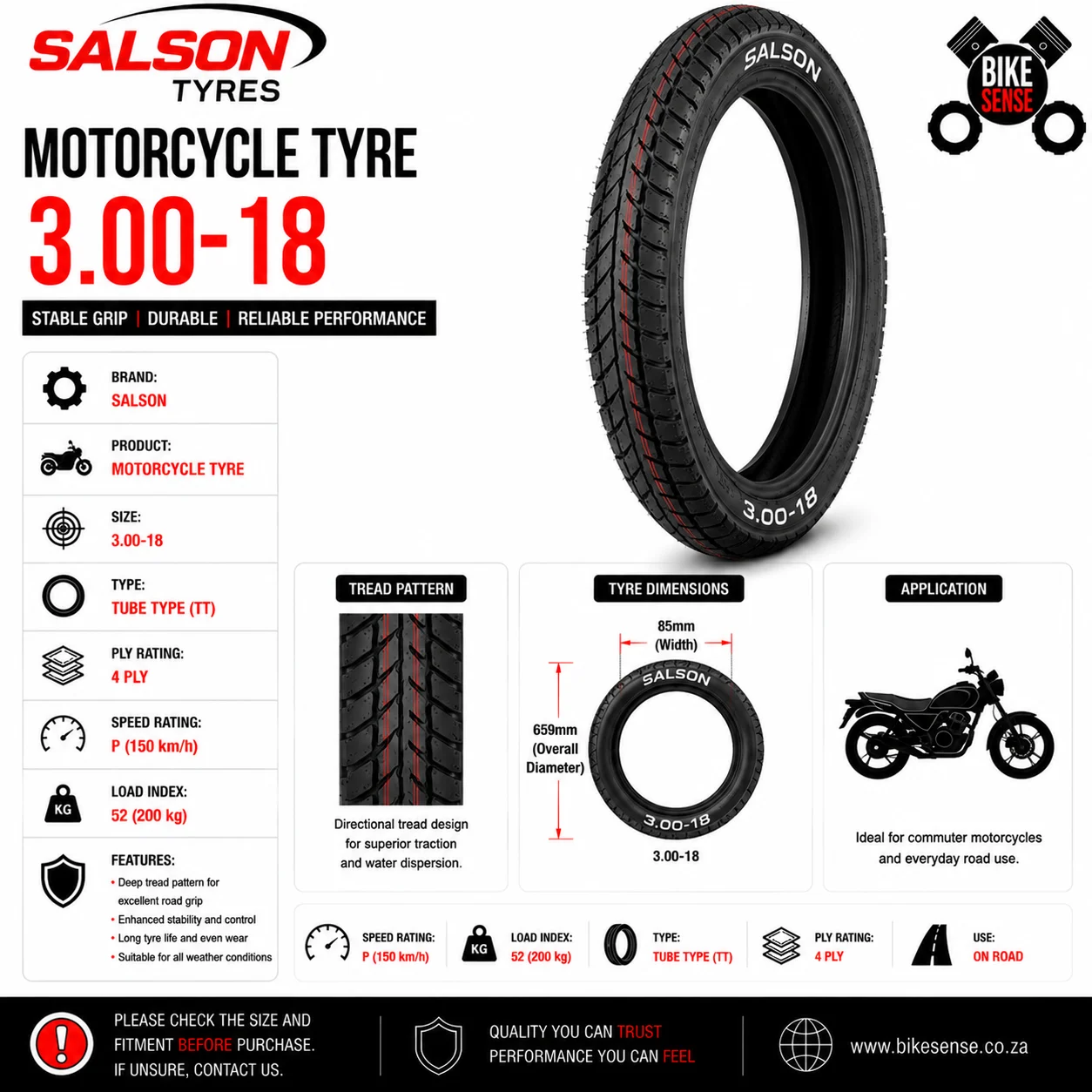 Salson 3.00-18 Motorcycle Tyre