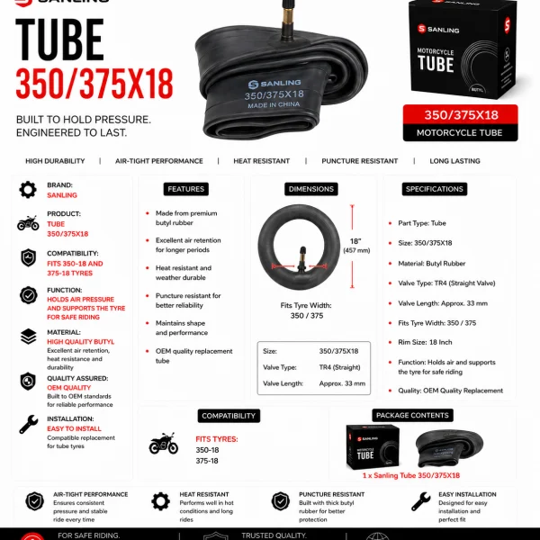 Sanling 3.50–3.75-18 Motorcycle Inner Tube