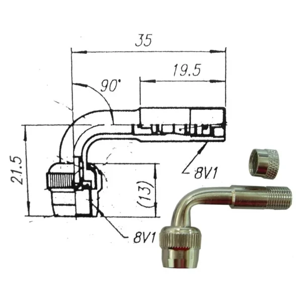 BMA Motorcycle Tyre 90 Degree Valve EXT