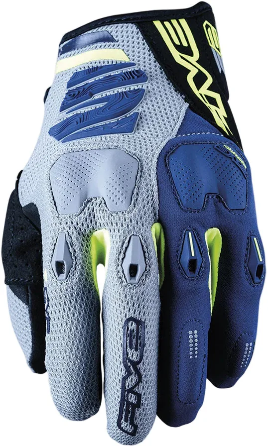 Five Gloves Five Gloves E2 Off-Road Enduro Gloves - Grey/Yellow Fluo/Navy