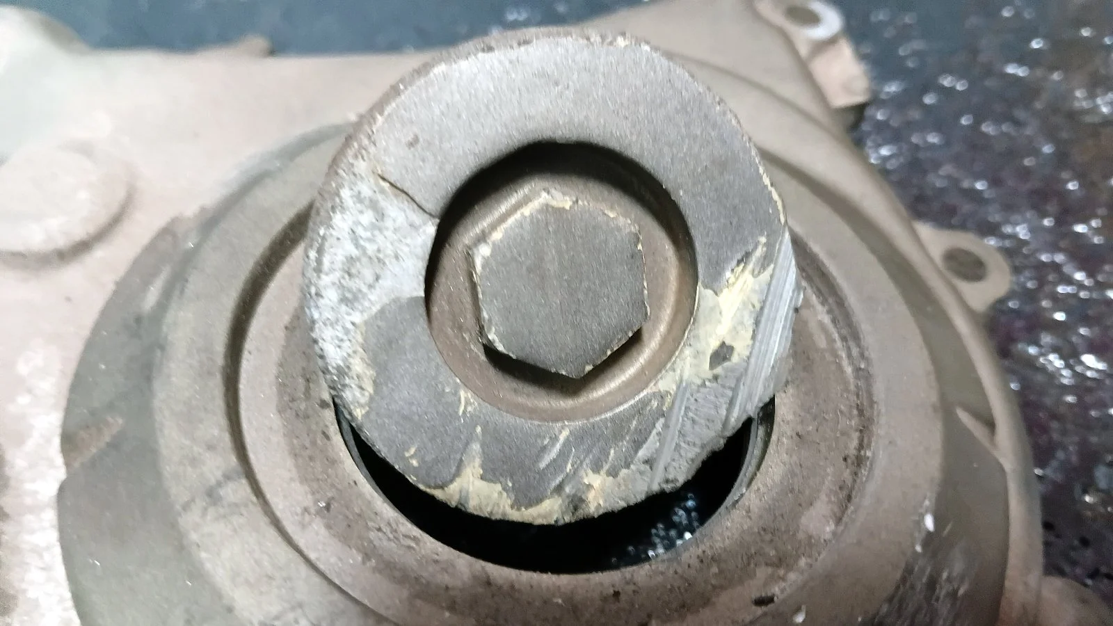 Used Honda CBR1000RR 2008–2011 right clutch cover – plug boss close-up