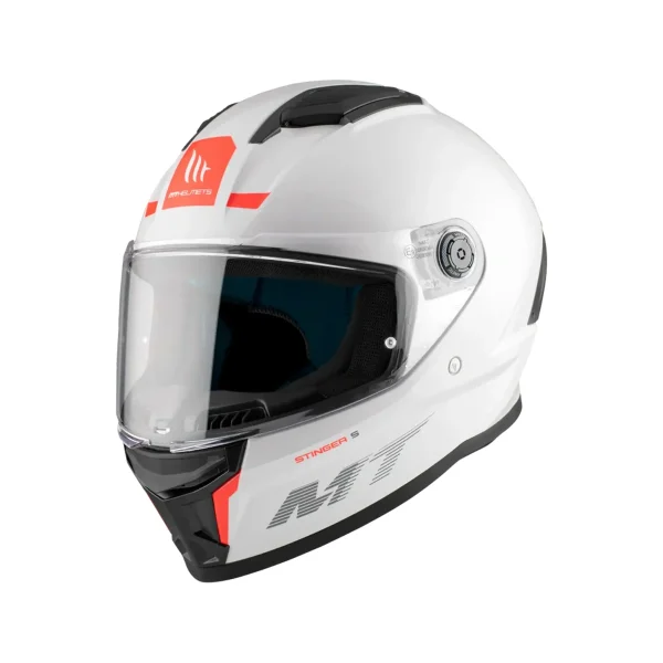 MT Stinger 2 Solid A0 Pearl White Gloss full-face helmet