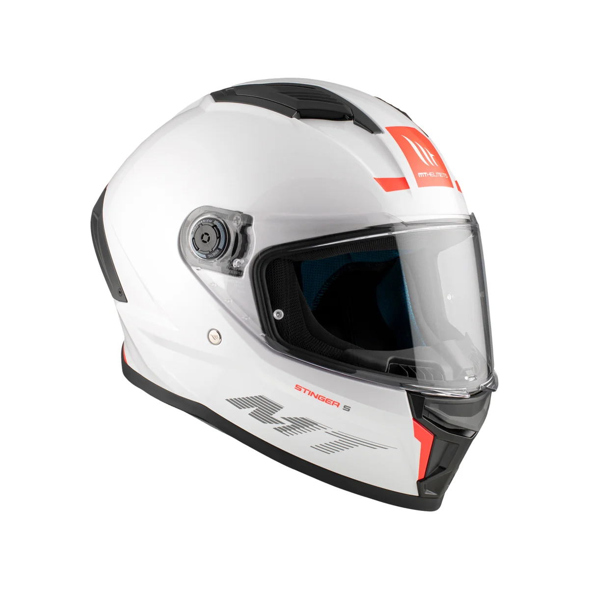 MT Stinger 2 Solid A0 Pearl White Gloss full-face helmet